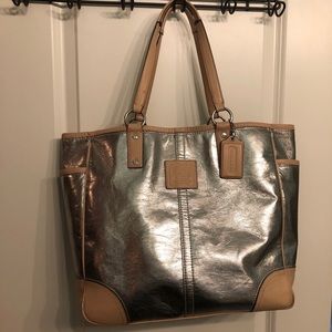 Metallic Authentic Coach Tote